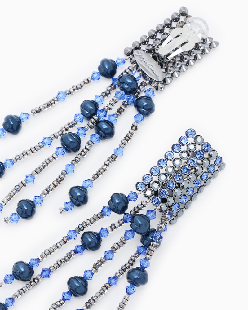 GIORGIO ARMANI BRASS CLIP-ON EARRINGS WITH BEADS AND RHINESTONES outlook