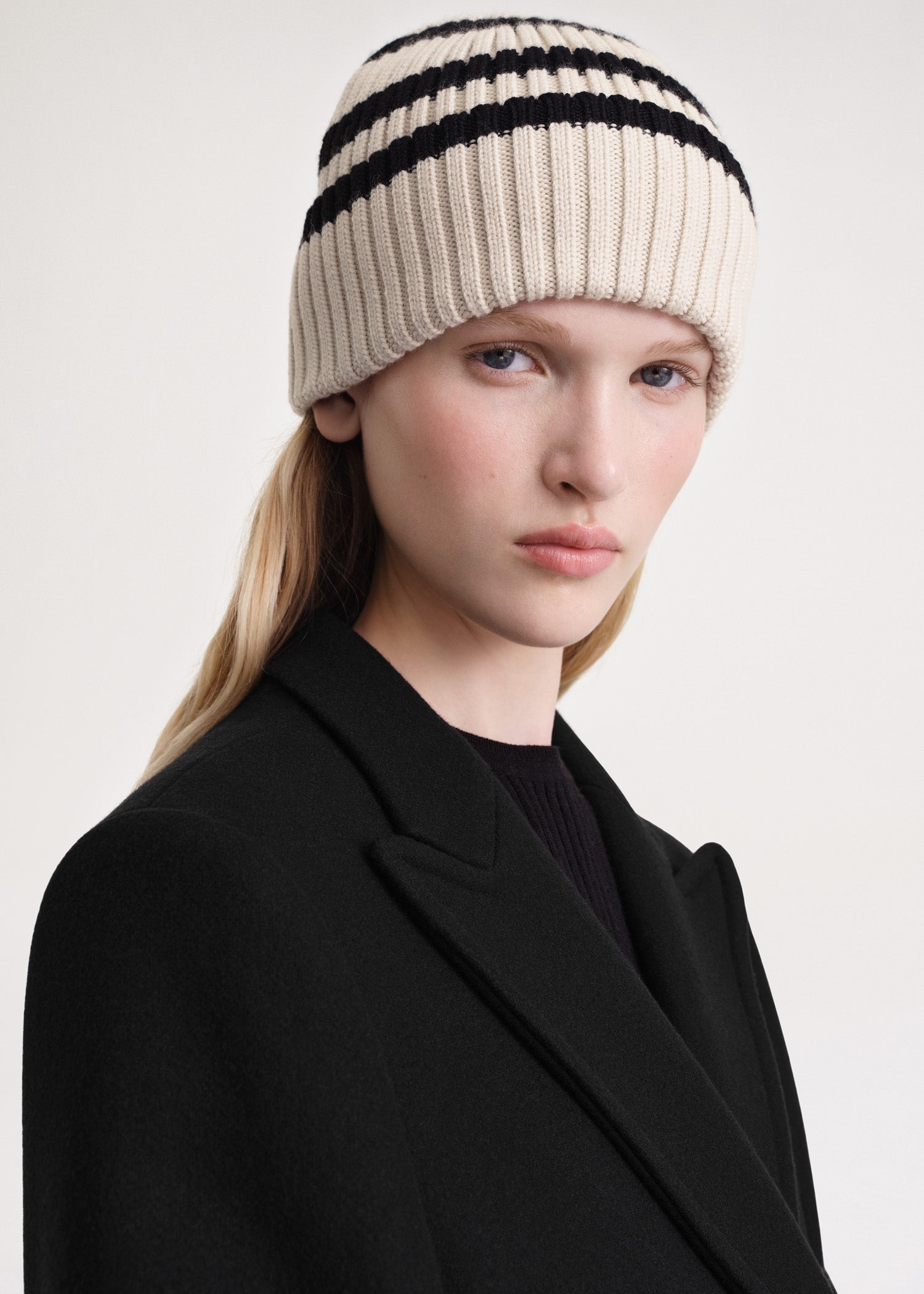 Signature stripe beanie light sand - 2