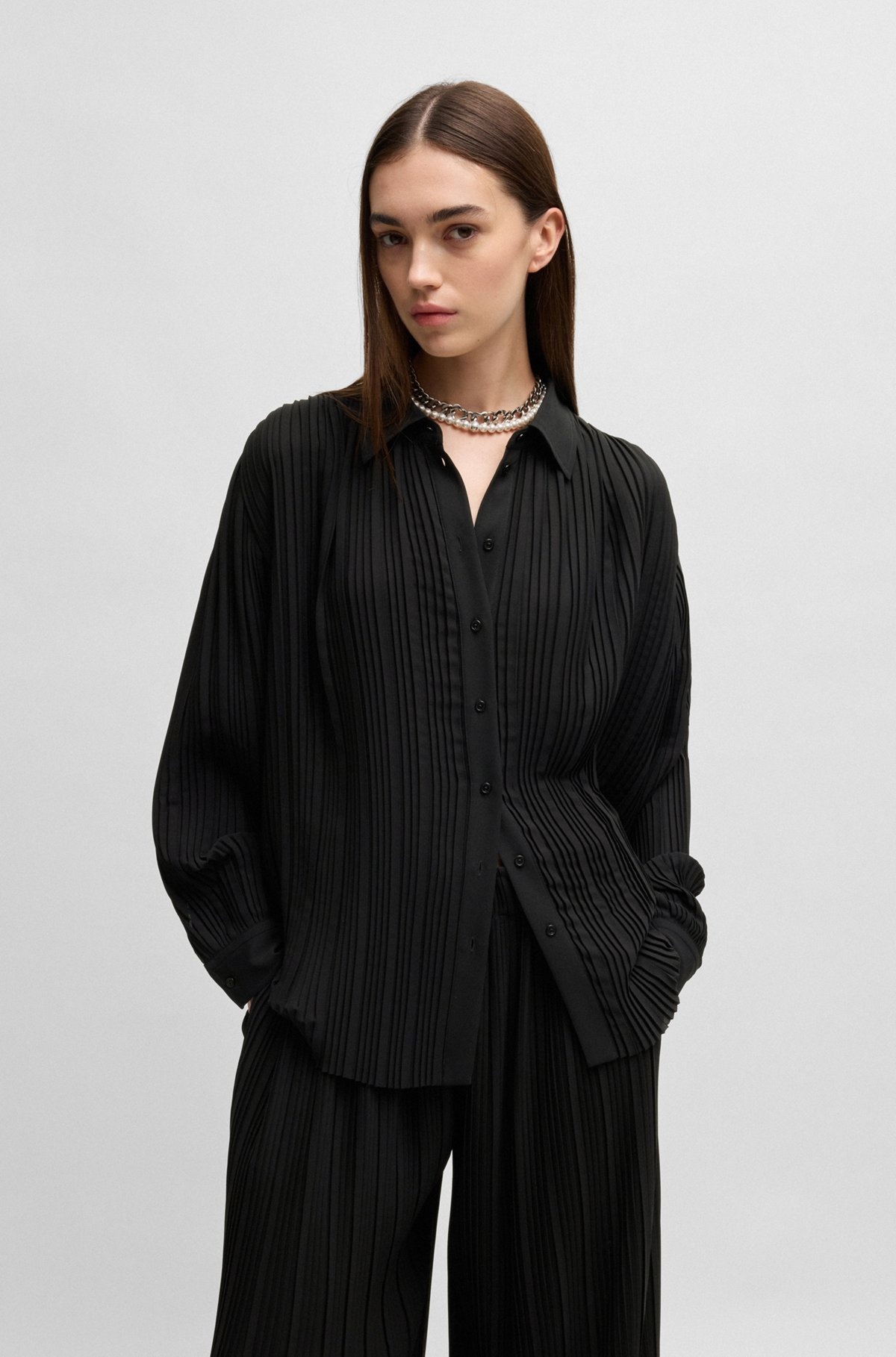 REGULAR-FIT BLOUSE IN PLISSÉ CREPE - 2