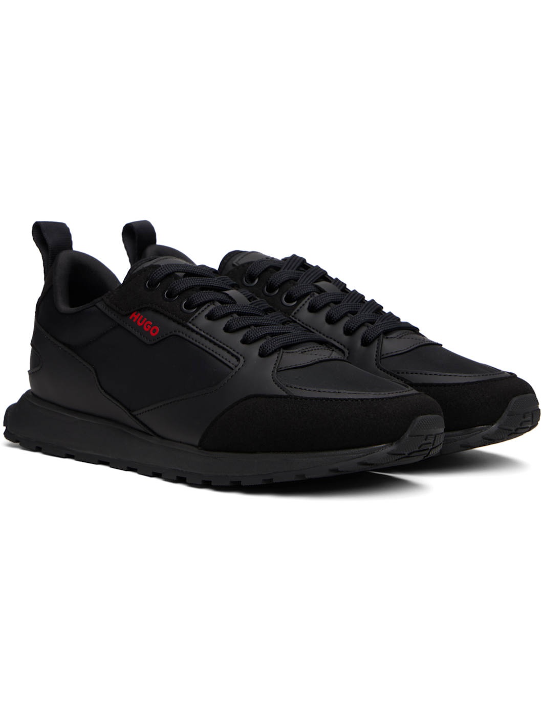 Black Mixed-Material Branded Accent Sneakers - 4