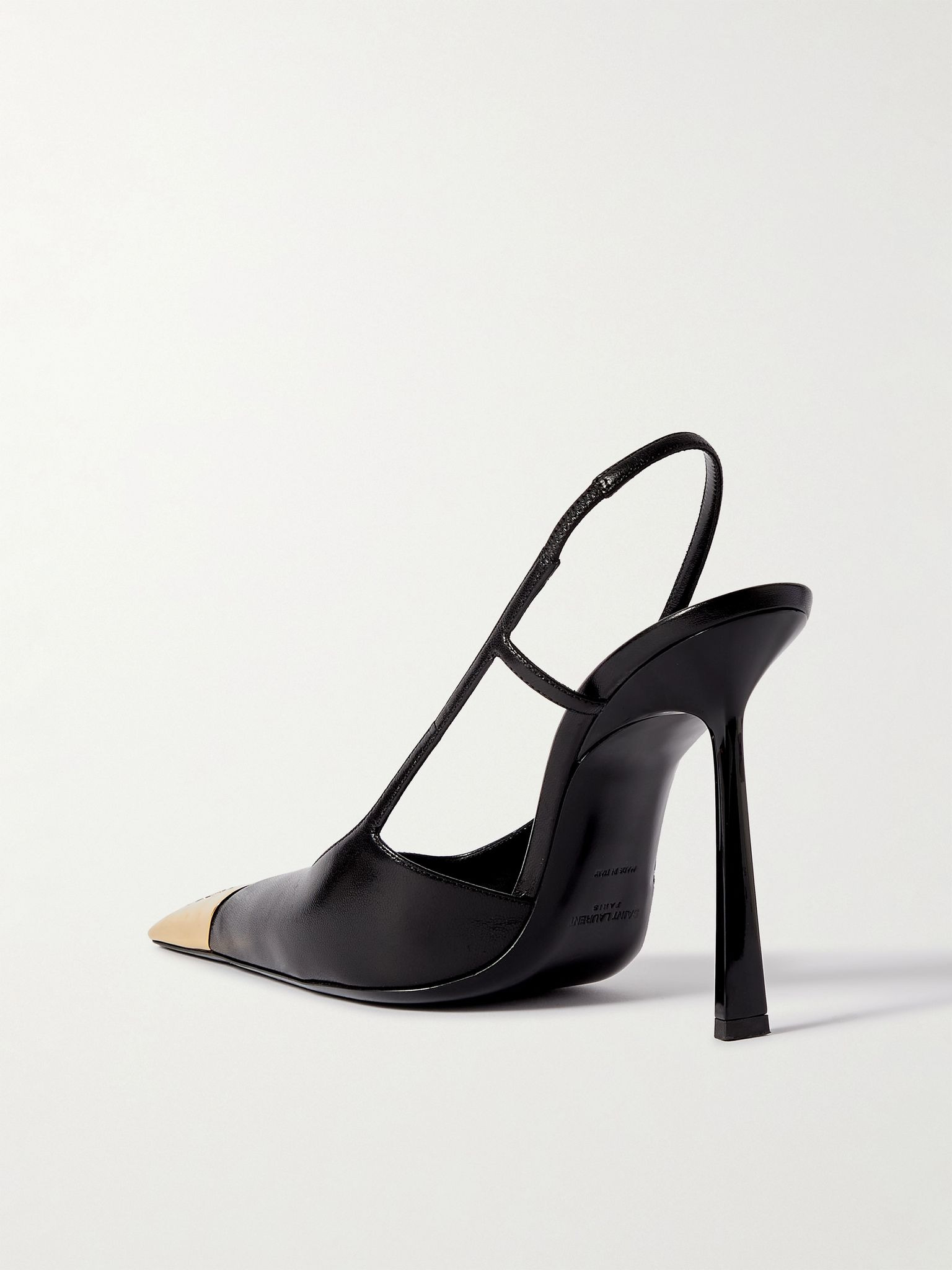 Jeanne embellished glossed-leather slingback pumps Black - 3