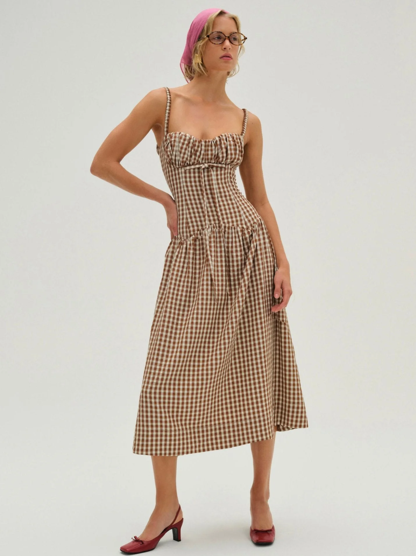 Gingerbread Gingham Midi Dress - 1