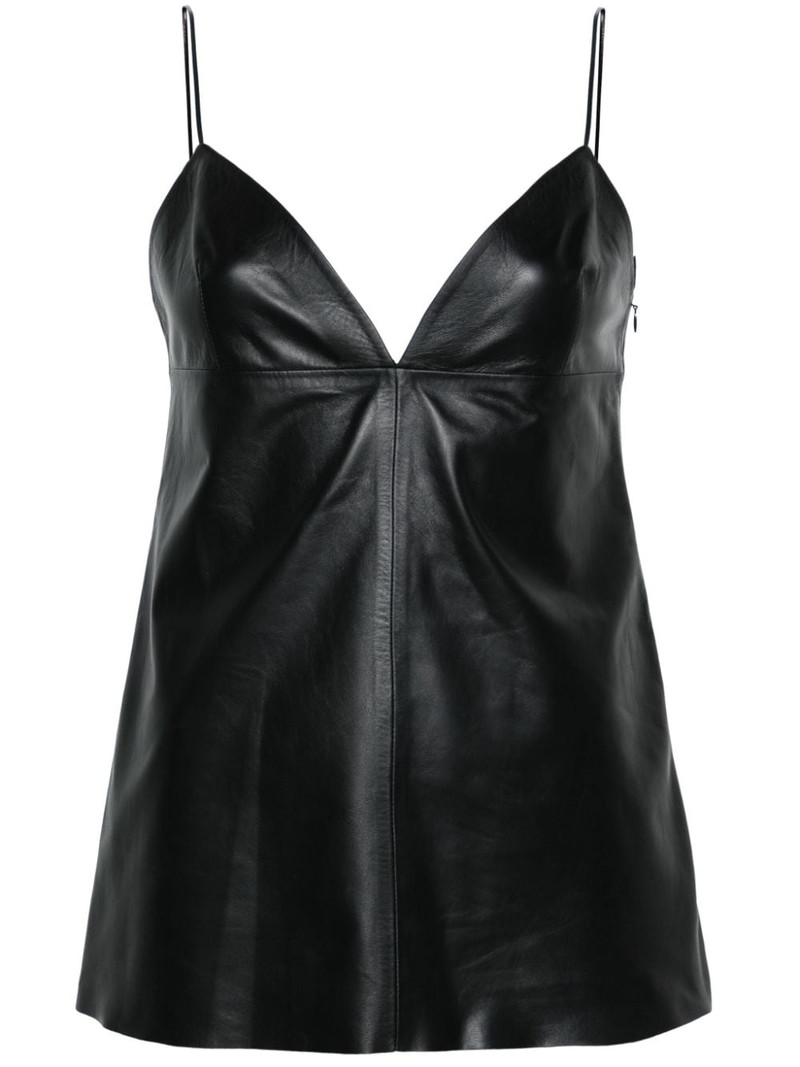panelled leather tank top 1