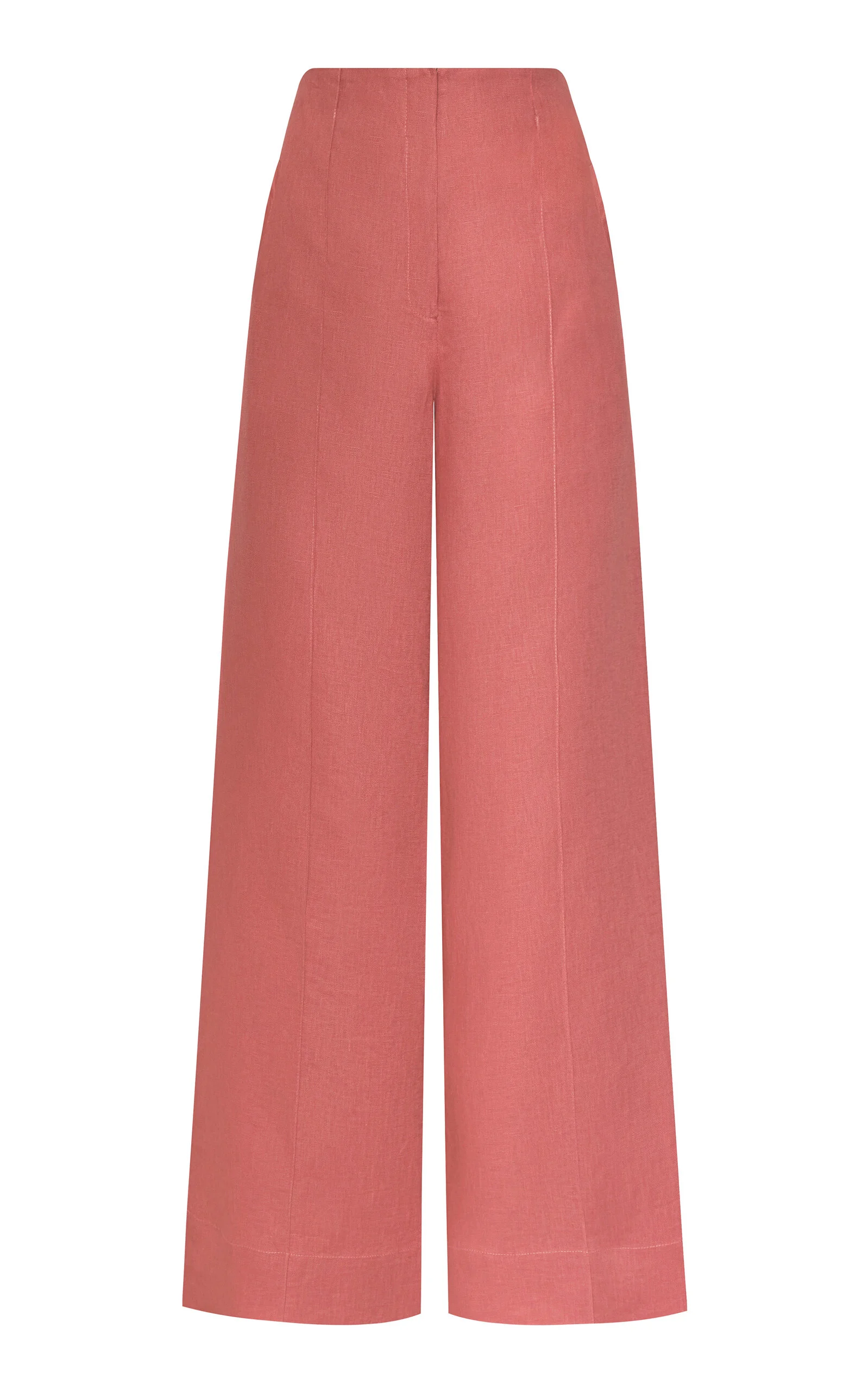 La Promesa High-Rise Linen Wide-Leg Pants pink - 1