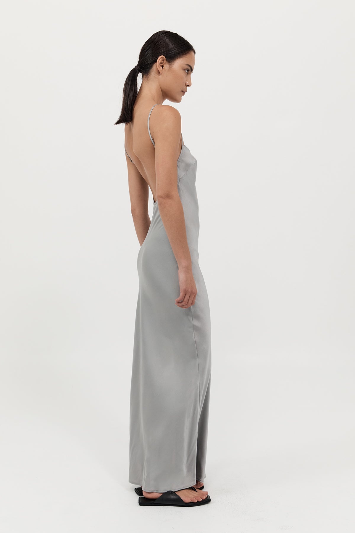 Low Back Slip Dress - Silver - 3