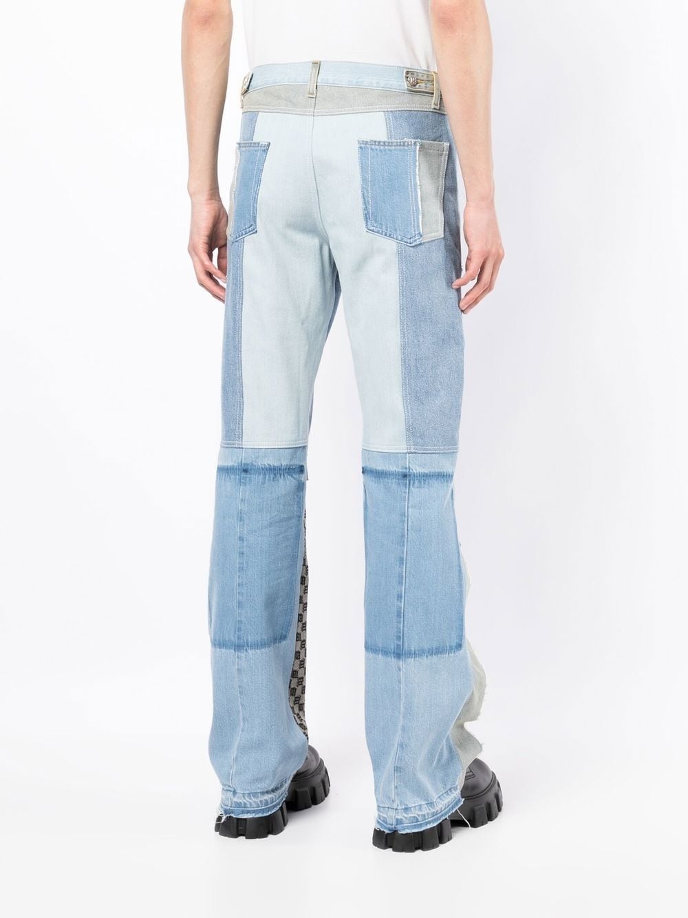 upcycled monogram-patchwork jeans - 4