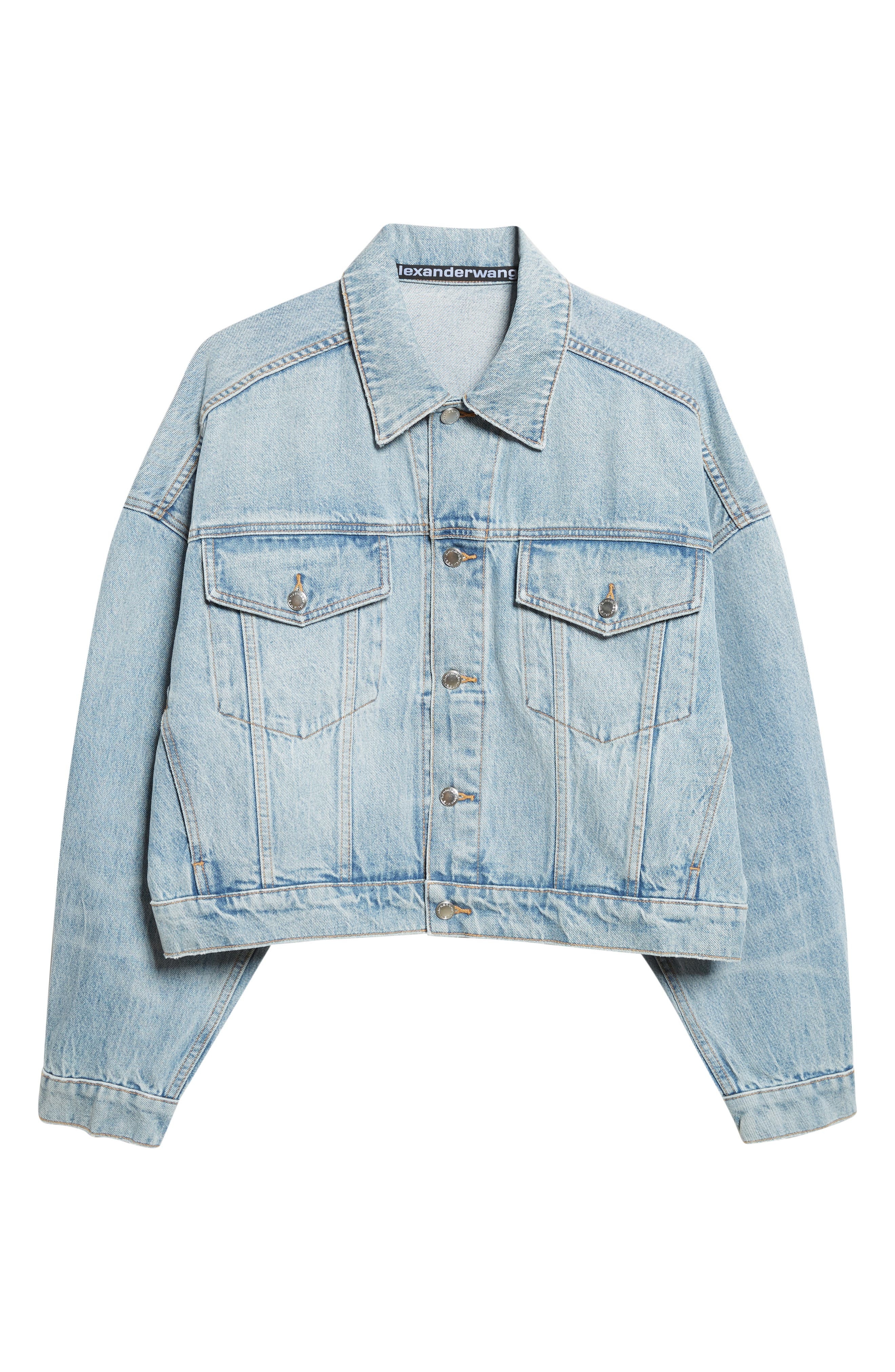 Alexander Wang Clip Denim Trucker Jacket in Vintage Bleach Blue at Nordstrom - 7