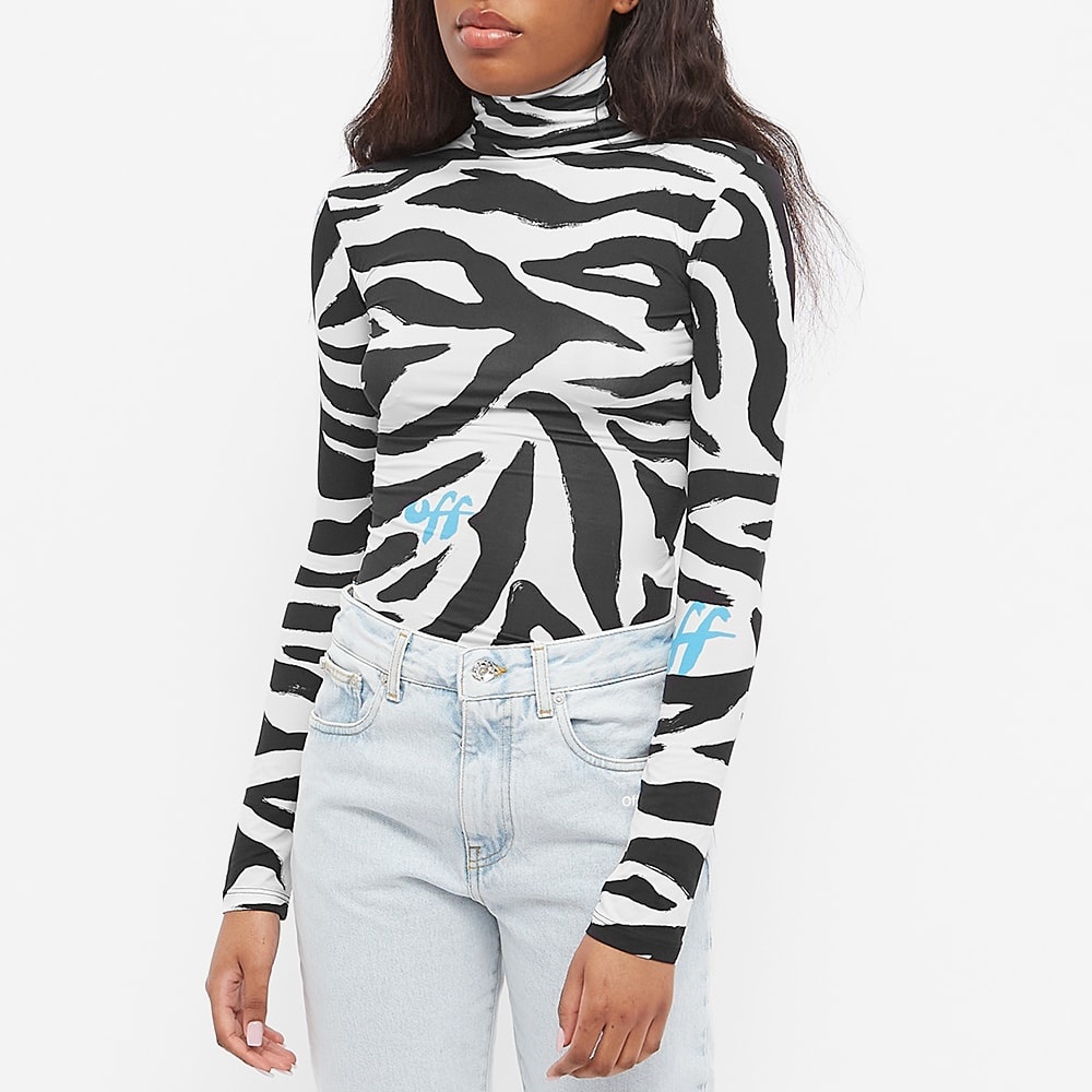 Off-White Zebra Print High Neck Top - 2