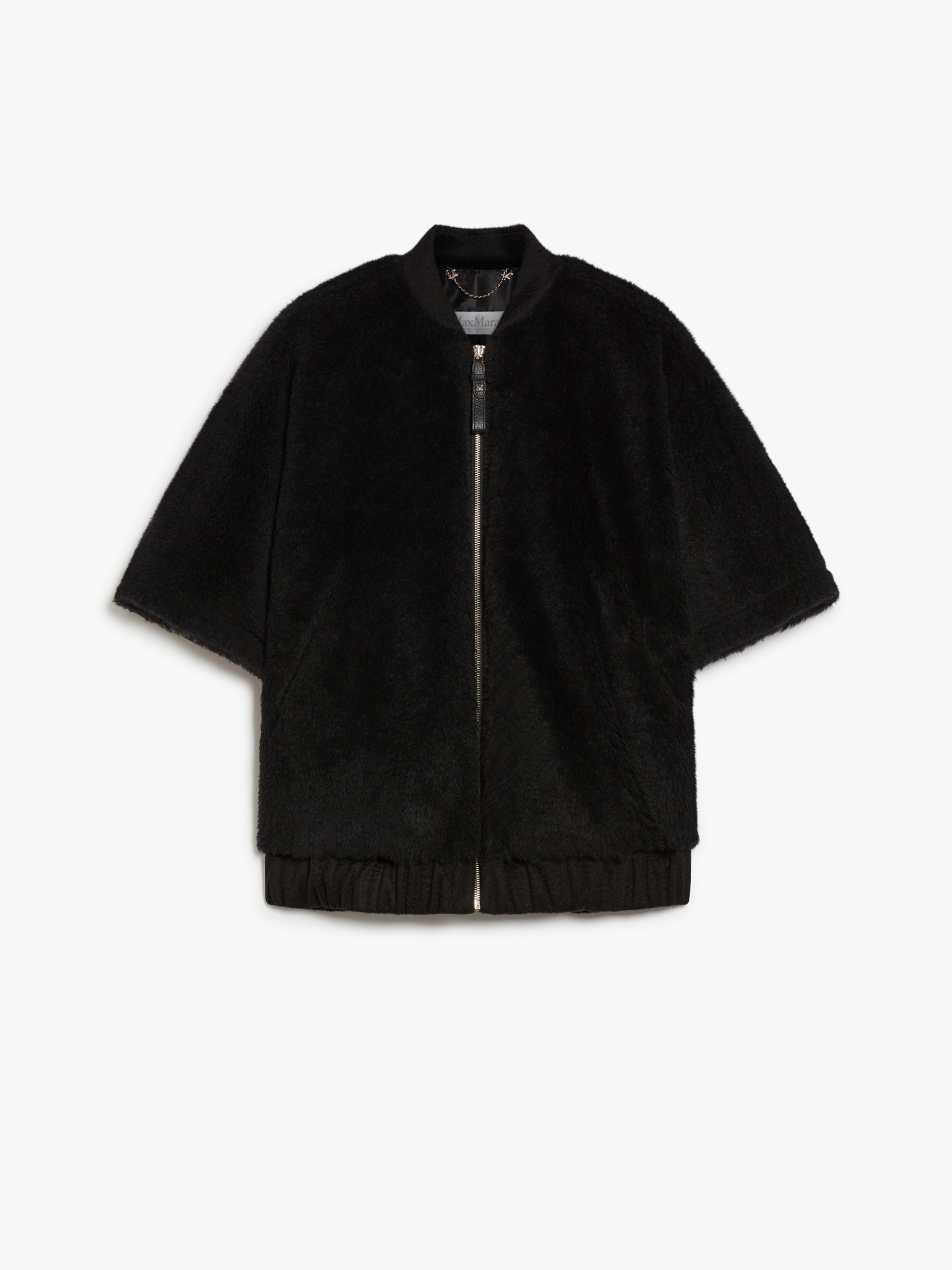 BRIOSE1 Alpaca and wool Teddy fabric bomber jacket cape - 1