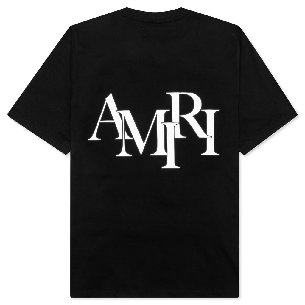 AMIRI STAGGERED LOGO TEE - BLACK | feature | REVERSIBLE