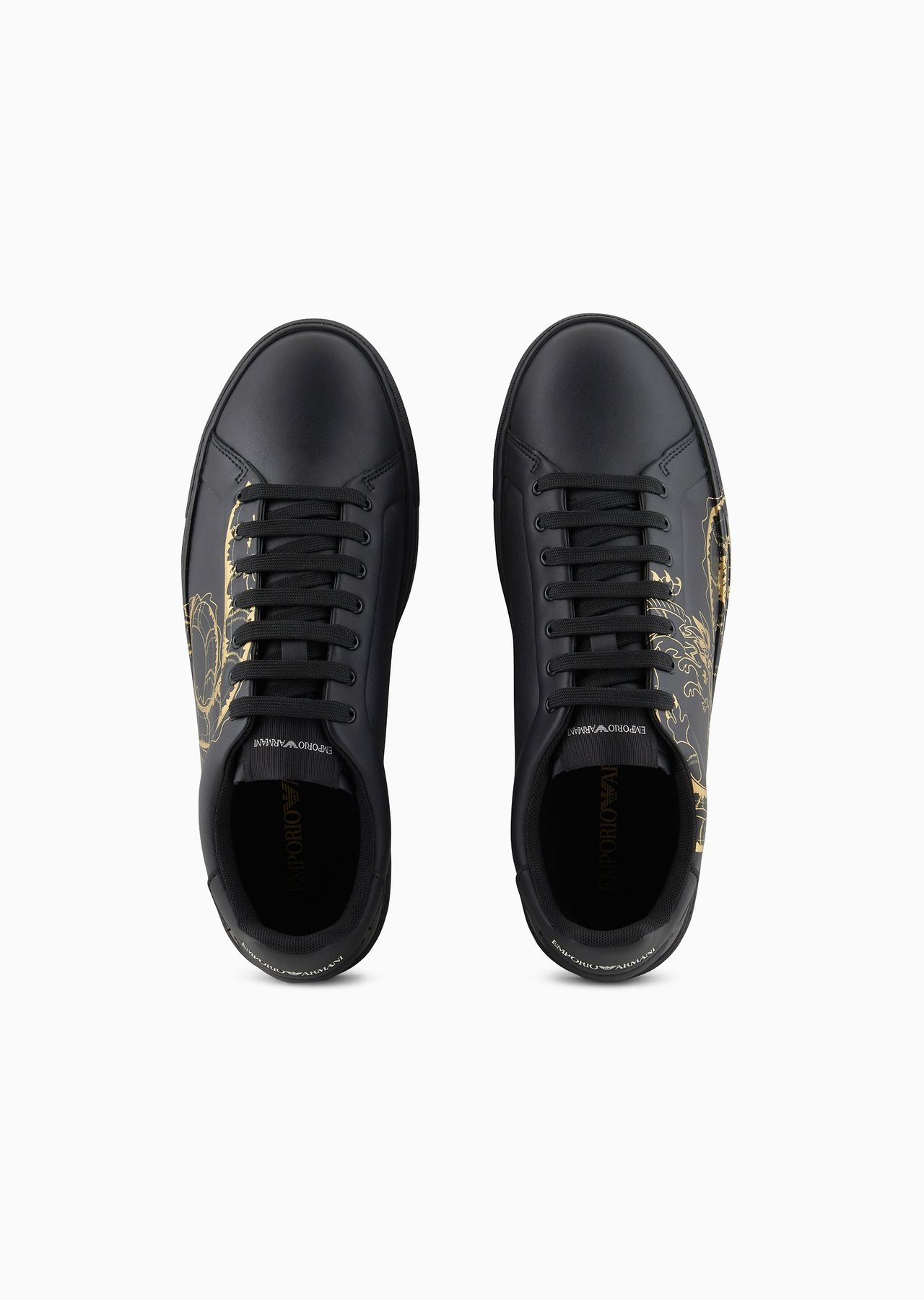 dragon-print leather sneakers - 3