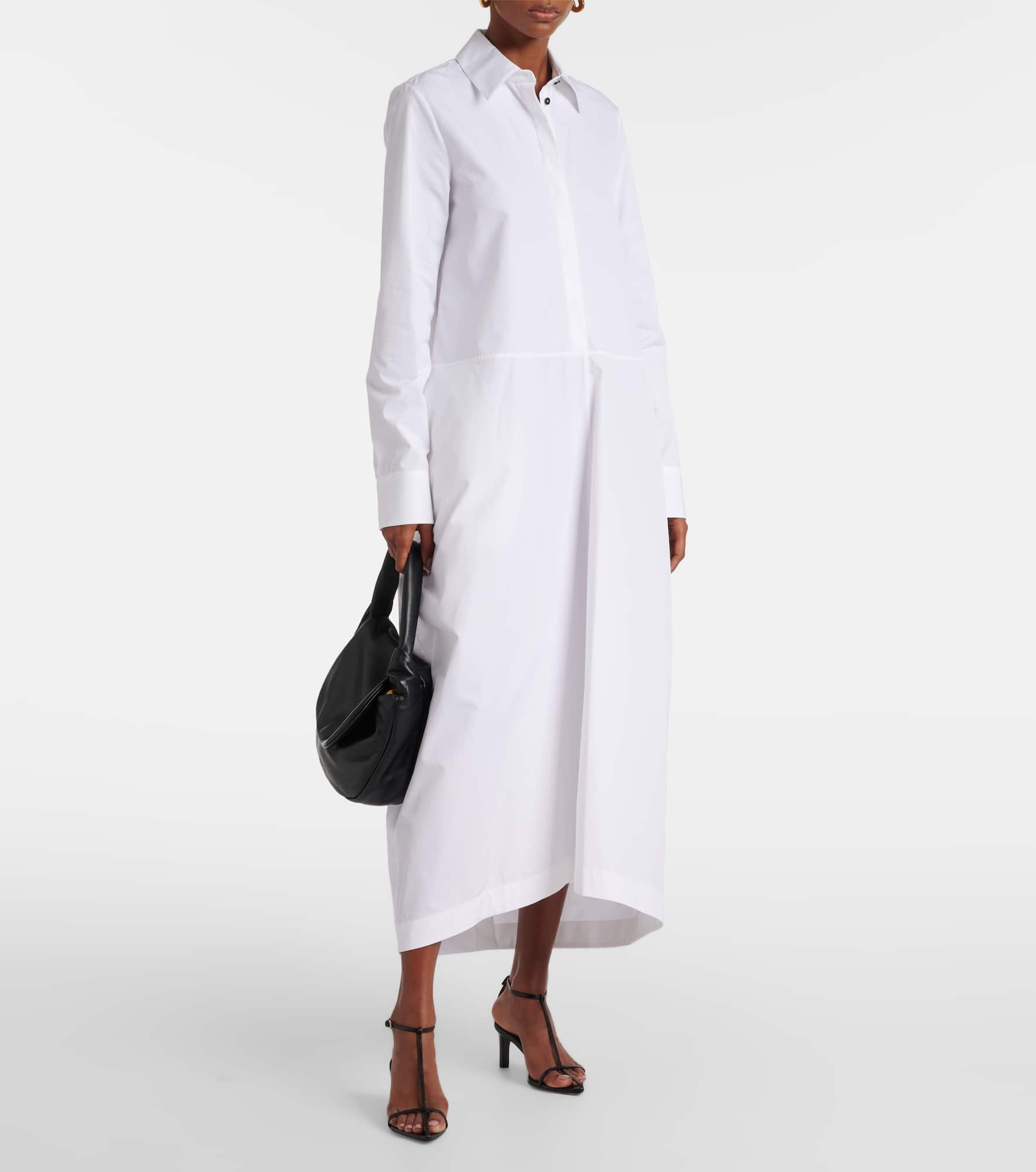 Gathered cotton poplin shirt dress - 4