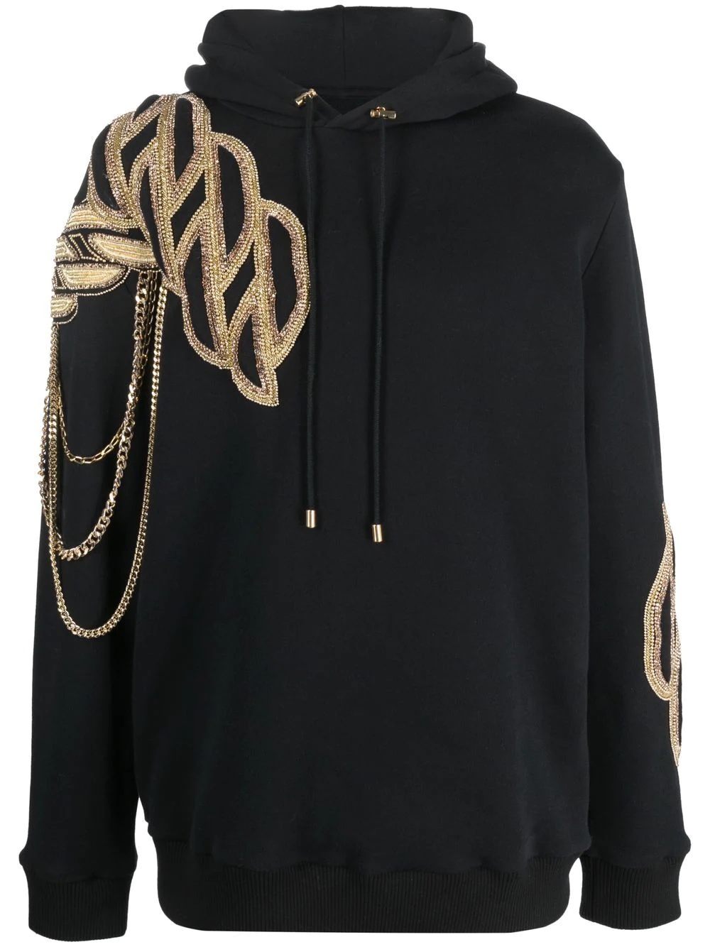 rhinestone-embellished cotton hoodie - 1