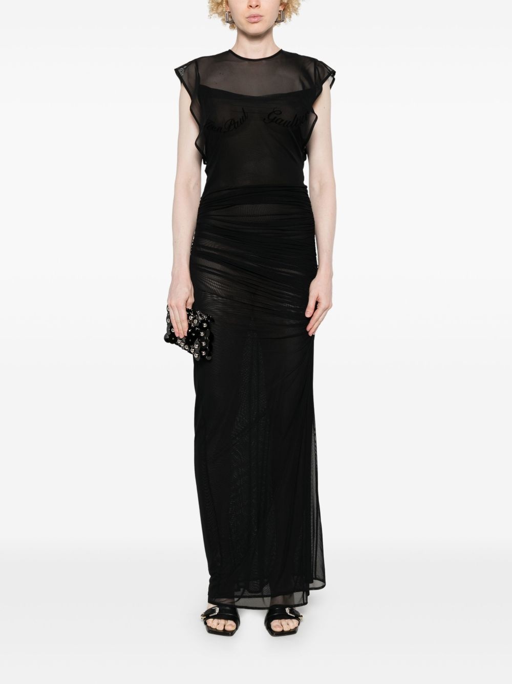 flocked-logo maxi dress - 2