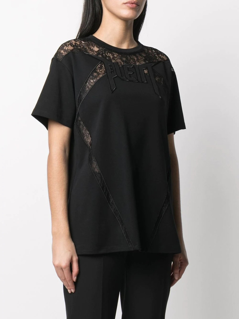 lace-panelled T-shirt 3