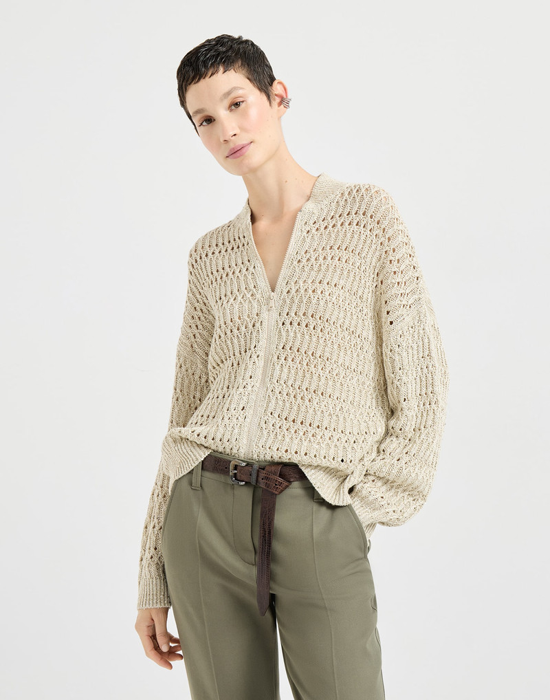 Linen dazzling braids cardigan 2