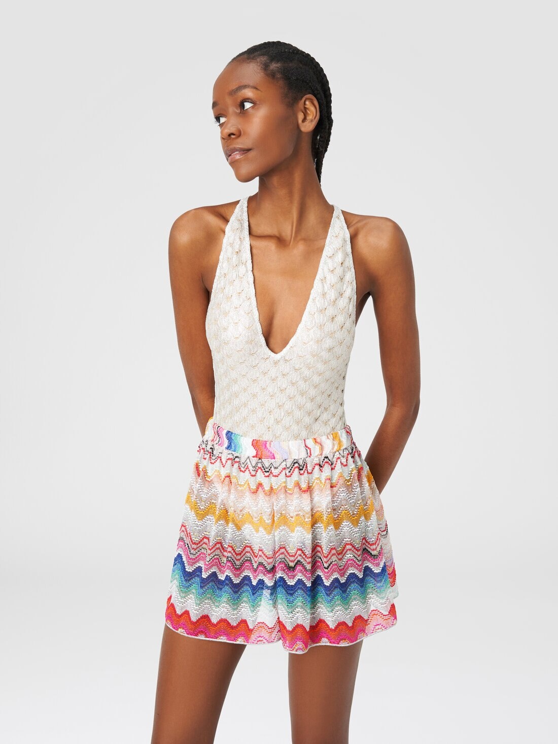 Shorts in perforated viscose blend knit with lurex - 4