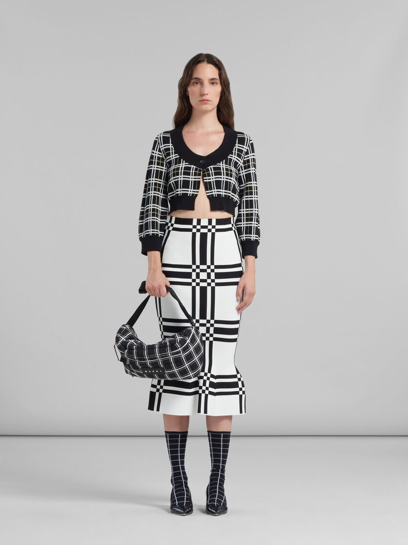 BLACK CHECKED PUFF BELT BAG - 2