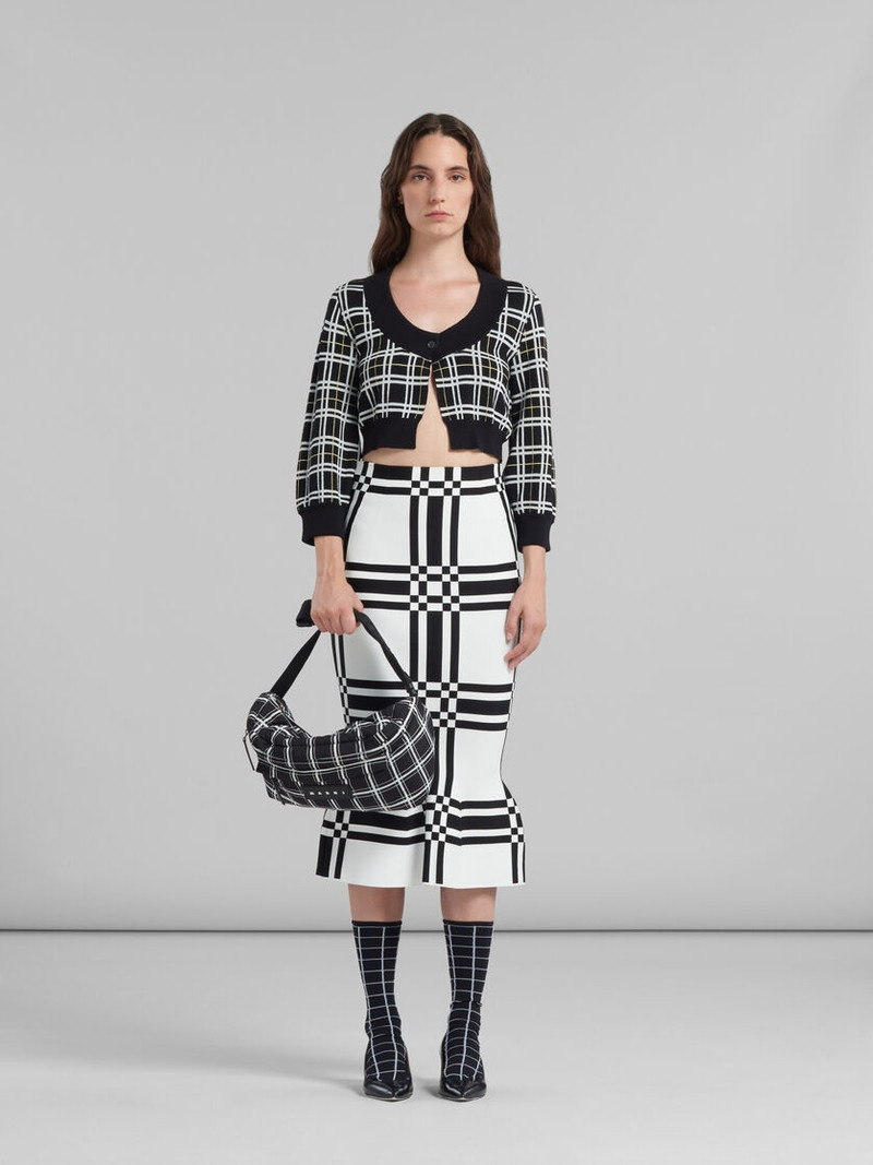 Marni BLACK CHECKED PUFF BELT BAG outlook