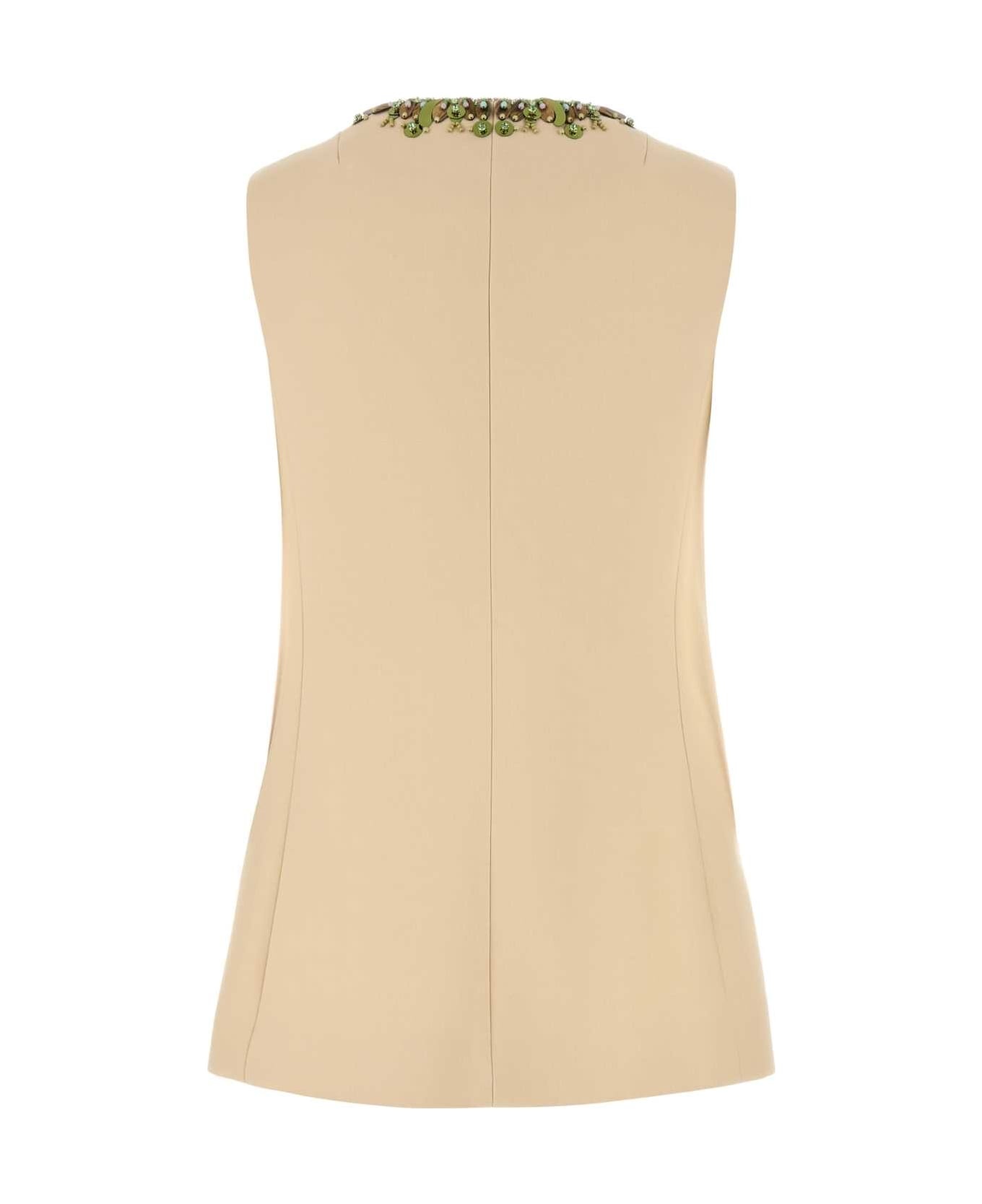 Cream Wool Blend Vest - 2