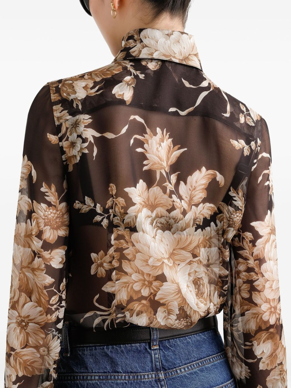 floral-print chiffon shirt - 4