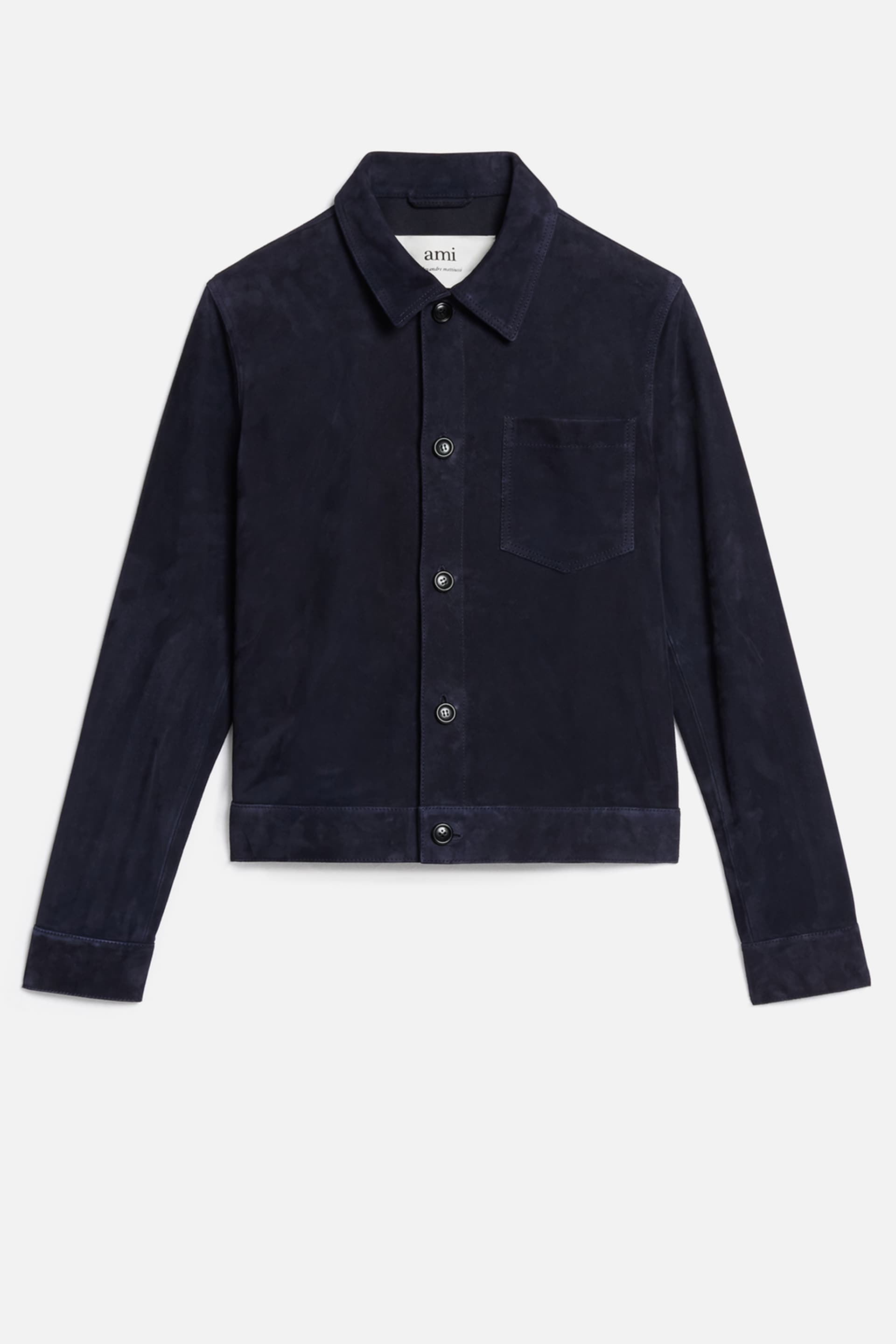 Suede Leather Buttoned Overshirt - 1
