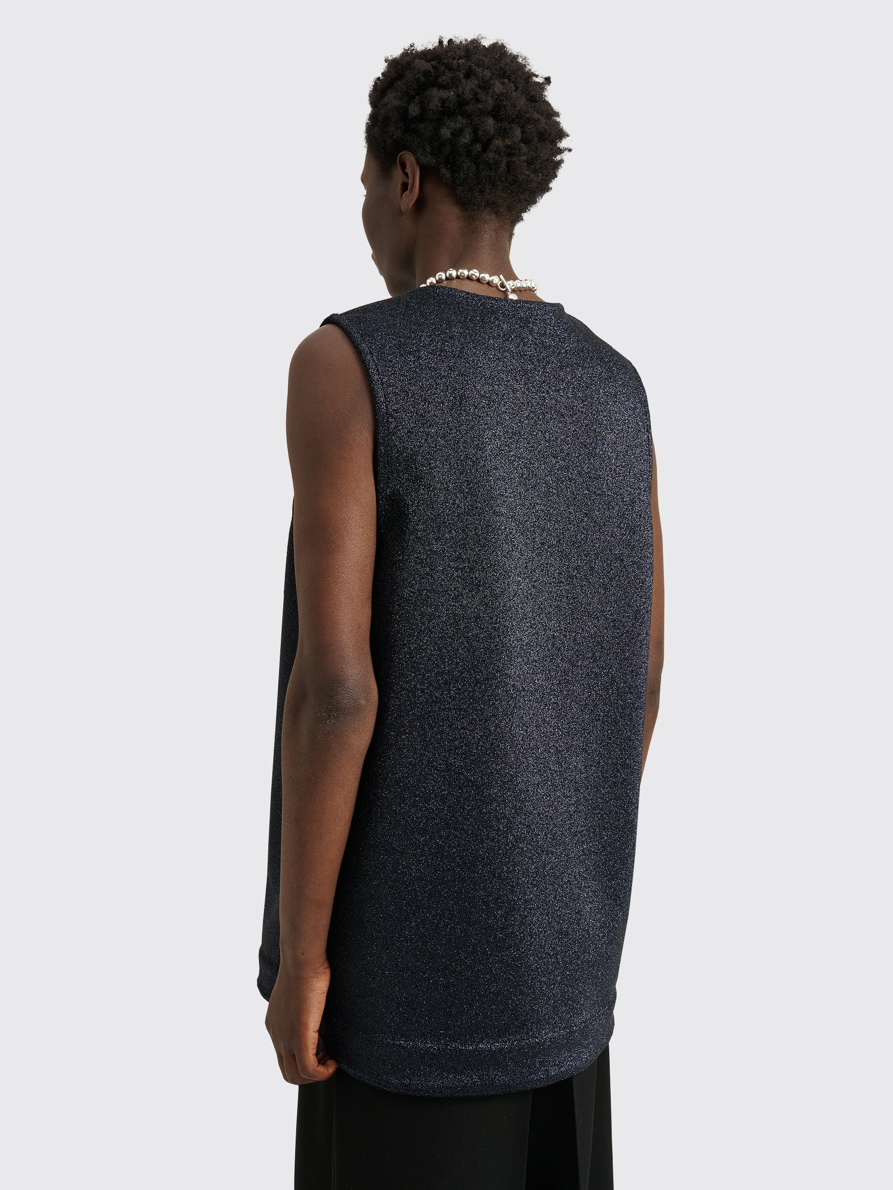 JIL SANDER METALLIC TANK TOP NIGHT BLUE - 2