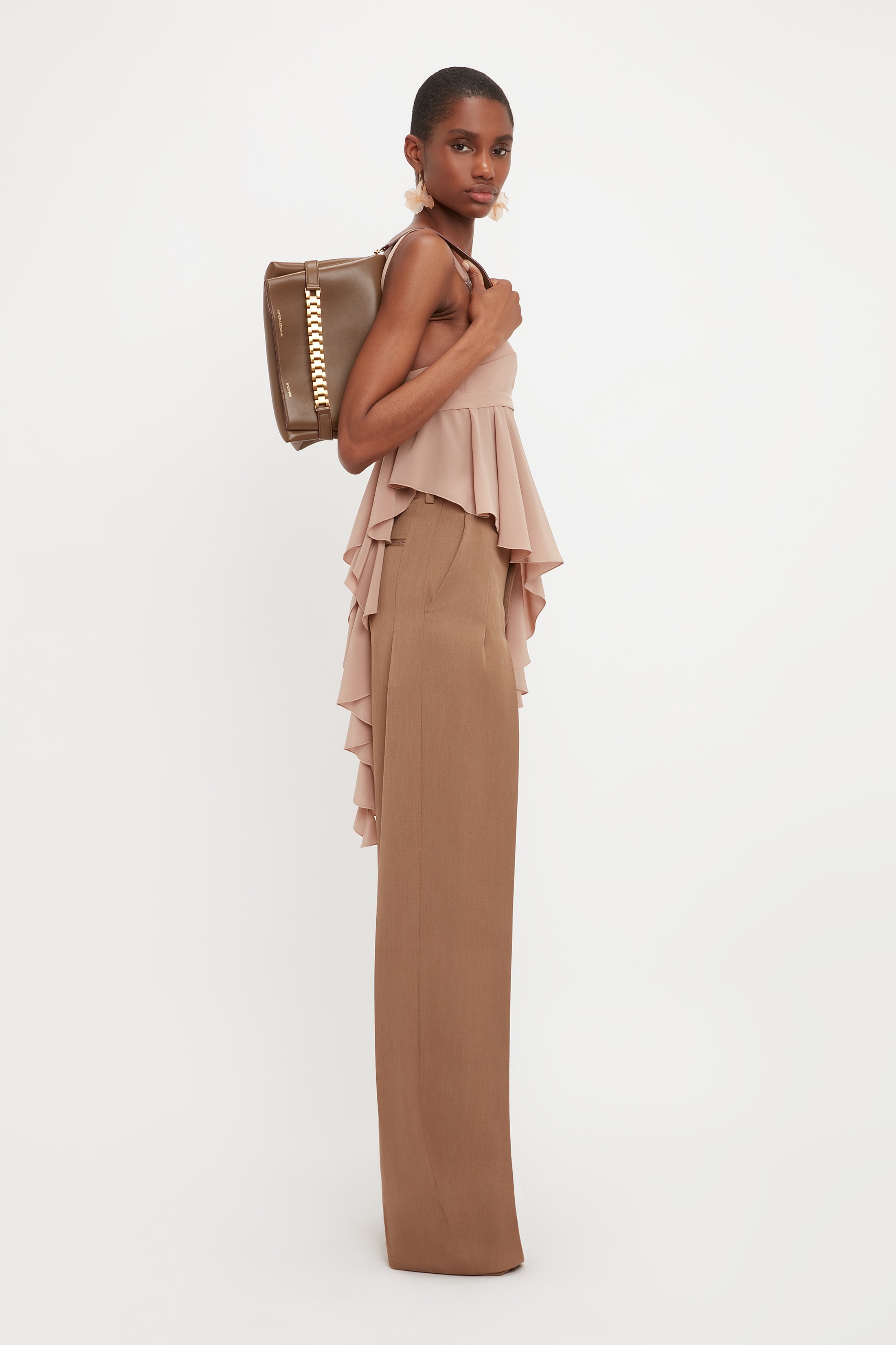 Front Pleat Trousers In Fawn - 5