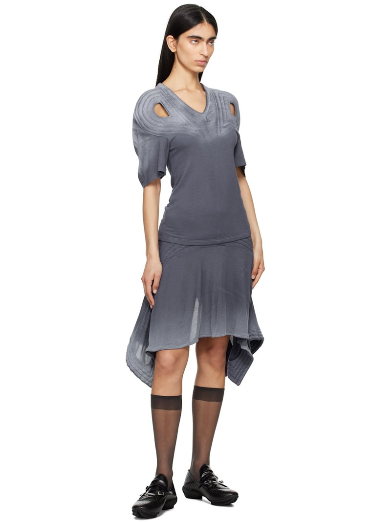 Kiko Kostadinov Navy Celritatem Padded Midi Skirt outlook