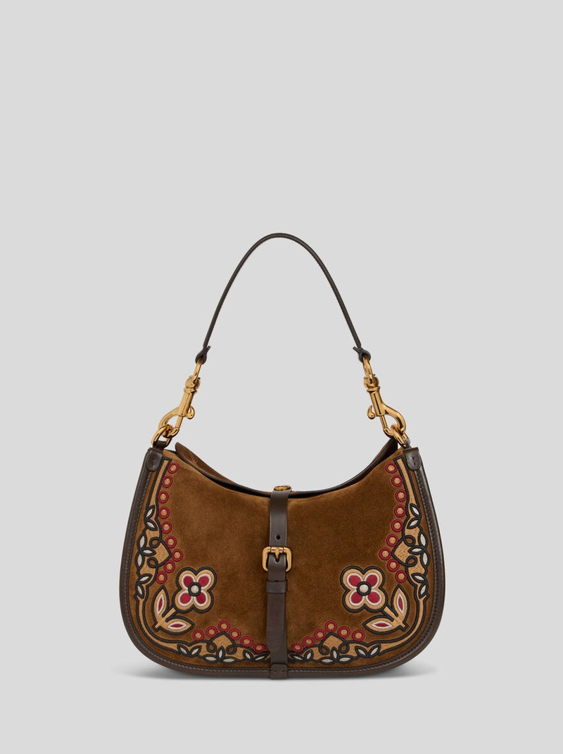 MEDIUM SUEDE PONY BAG WITH EMBROIDERY 1