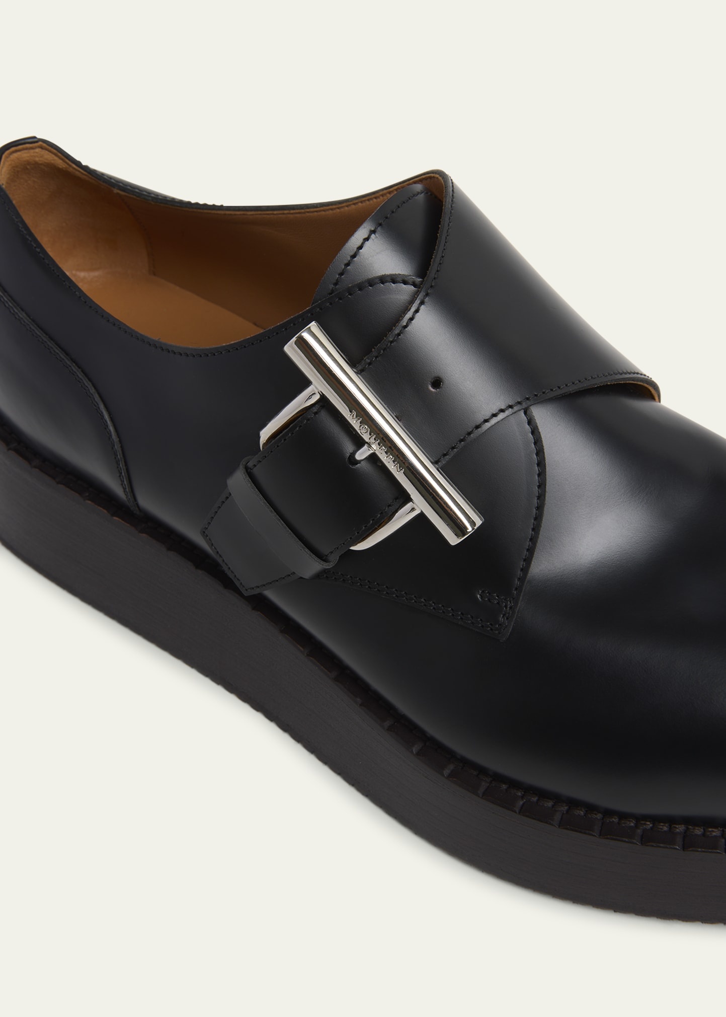 Men's T-Bar Leather Creeper Shoes - 6
