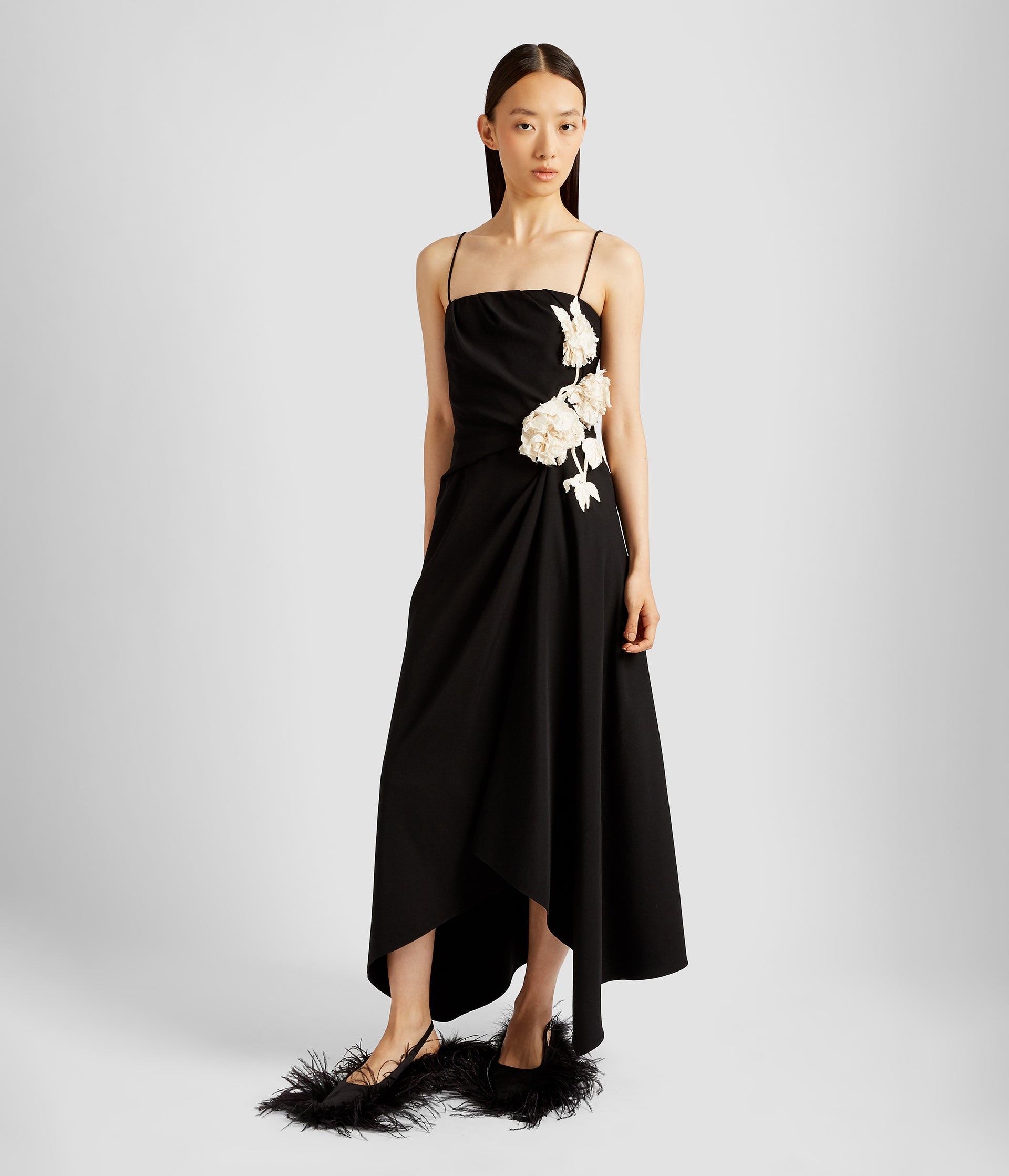 ASYMMETRIC DRAPED MIDI DRESS - 4