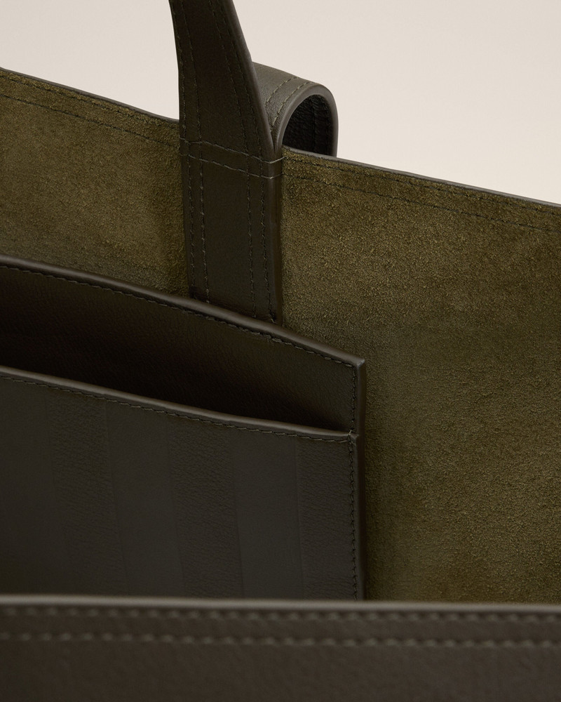 GREEN LEATHER MIDI MAXI TOTE BAG 5