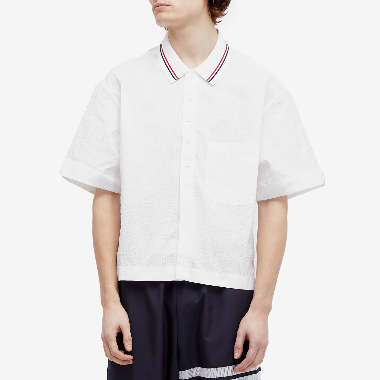 Thom Browne Knit Collar Short Sleeve Seersucker Shirt - 2