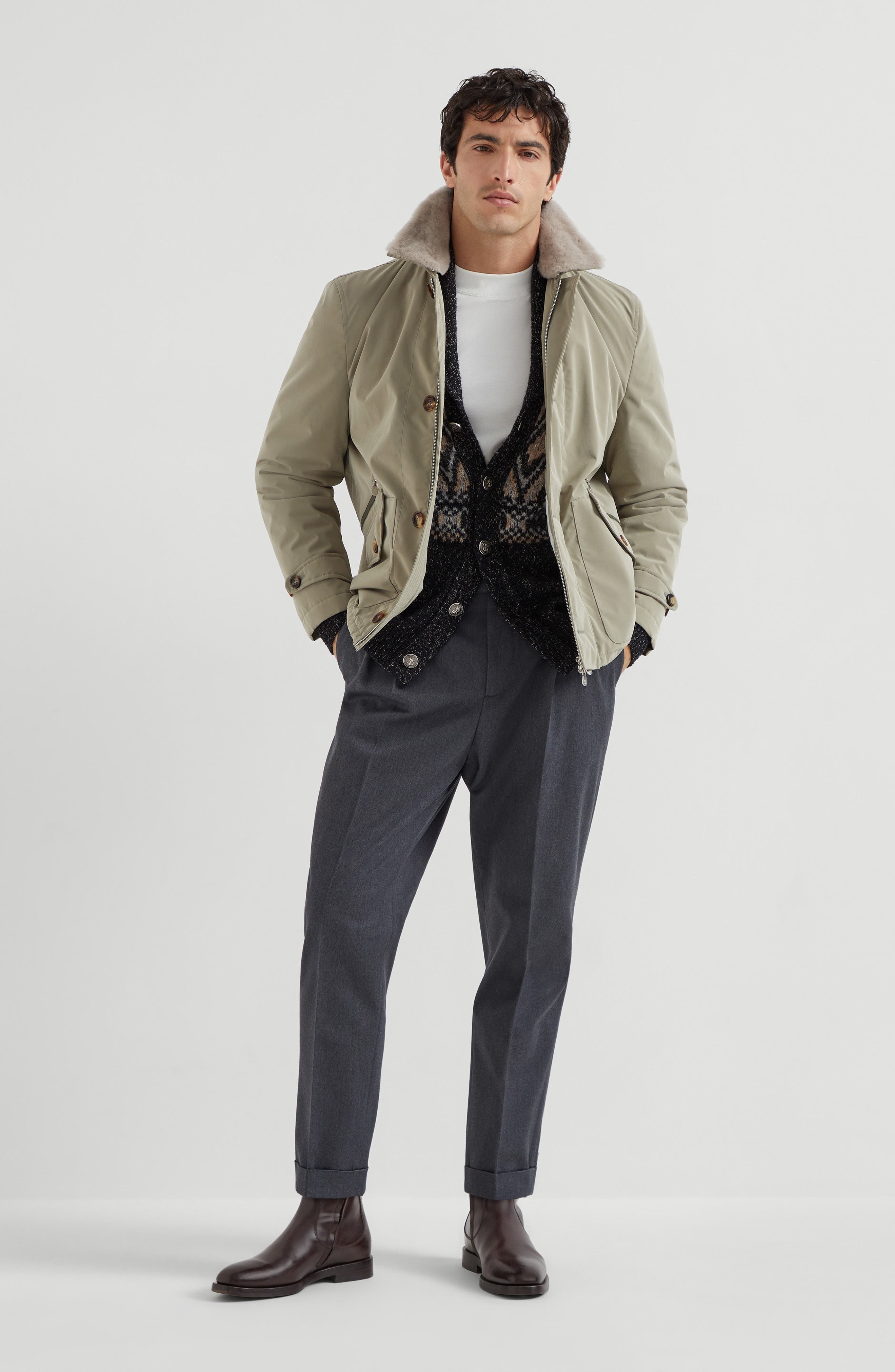 Brunello Cucinelli Gabardine tailor fit trousers in Lead at Nordstrom - 5