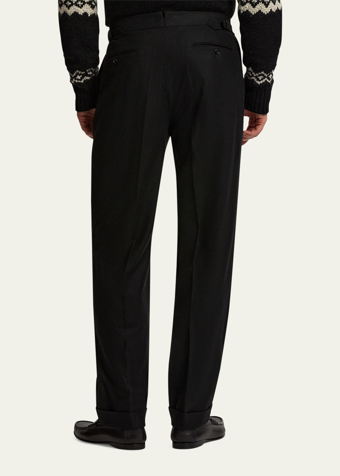 Men's Wool Flannel Waist-Tab Double-Pleated Pants - 3