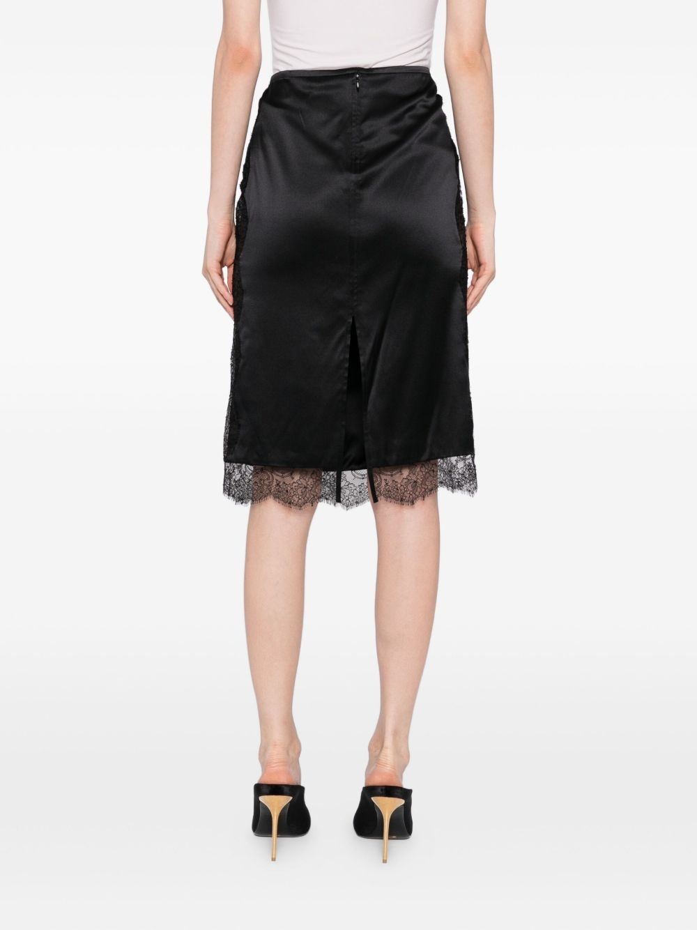 lace-trimmed satin skirt - 4