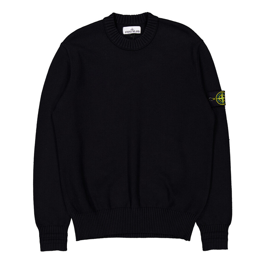 Stone Island Men's Black Loose Fit Crewneck Sweater - 1