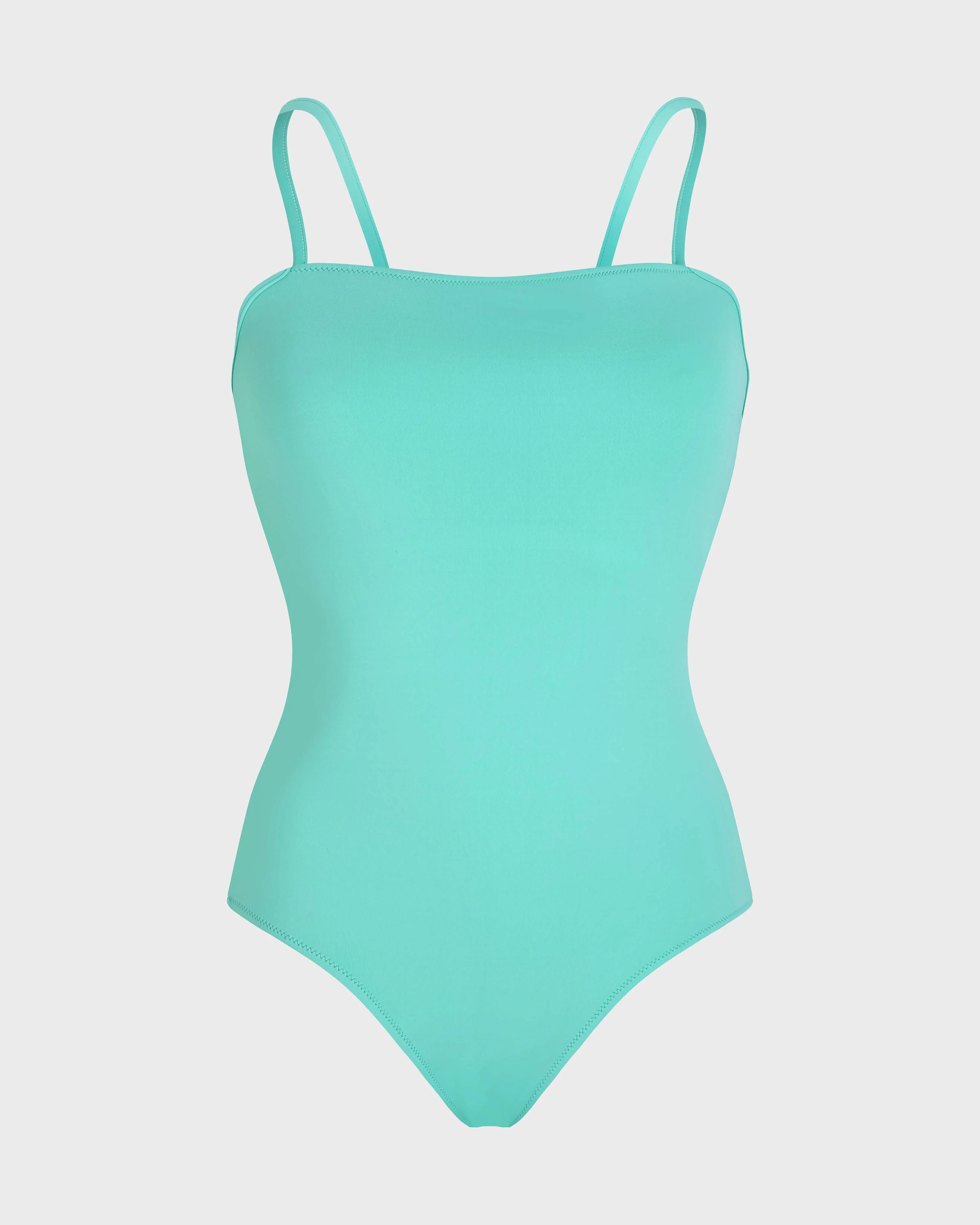WOMEN SQUARE FRONT NECKLINE ONE-PIECE SWIMSUIT SOLID - 1