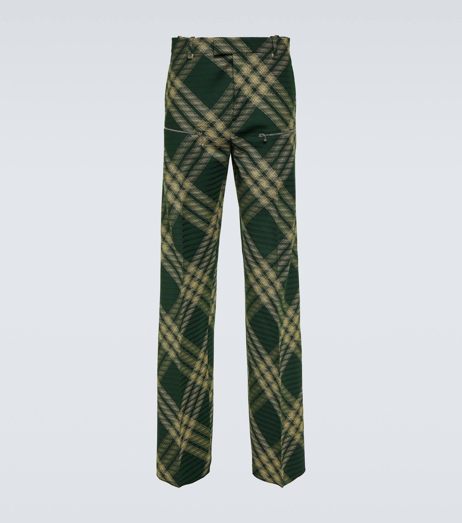 Checked wool twill straight pants - 1
