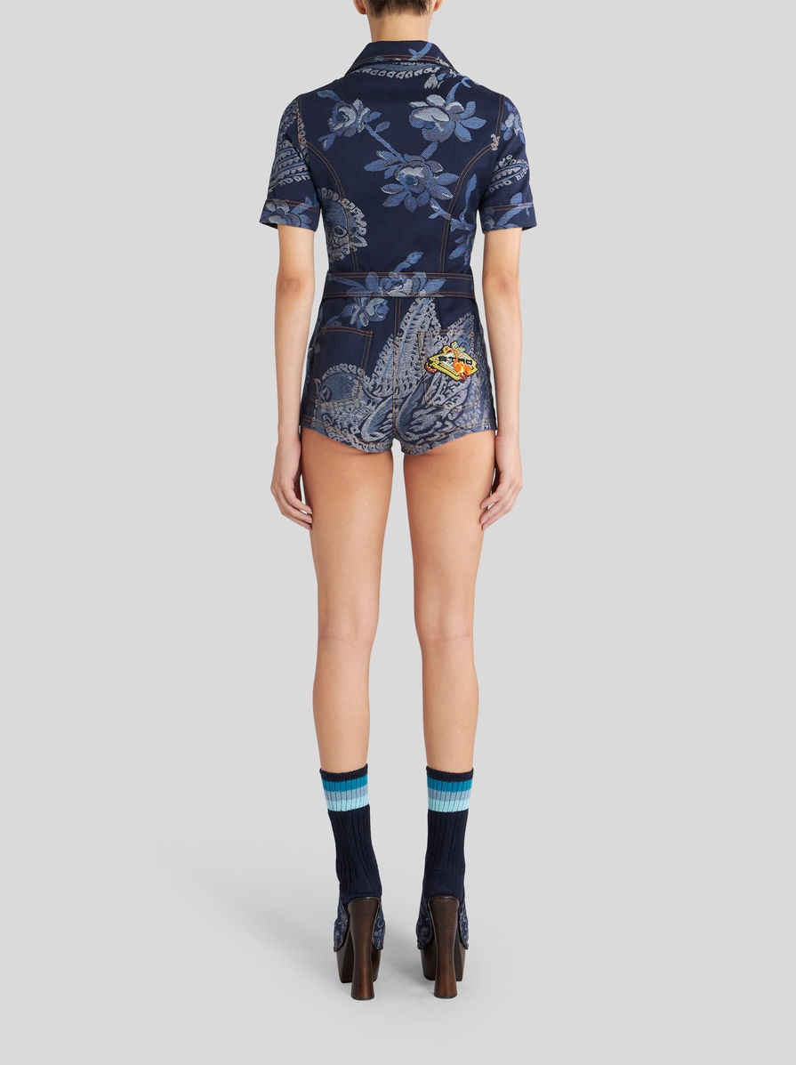 MINI JACQUARD DENIM JUMPSUIT - 5