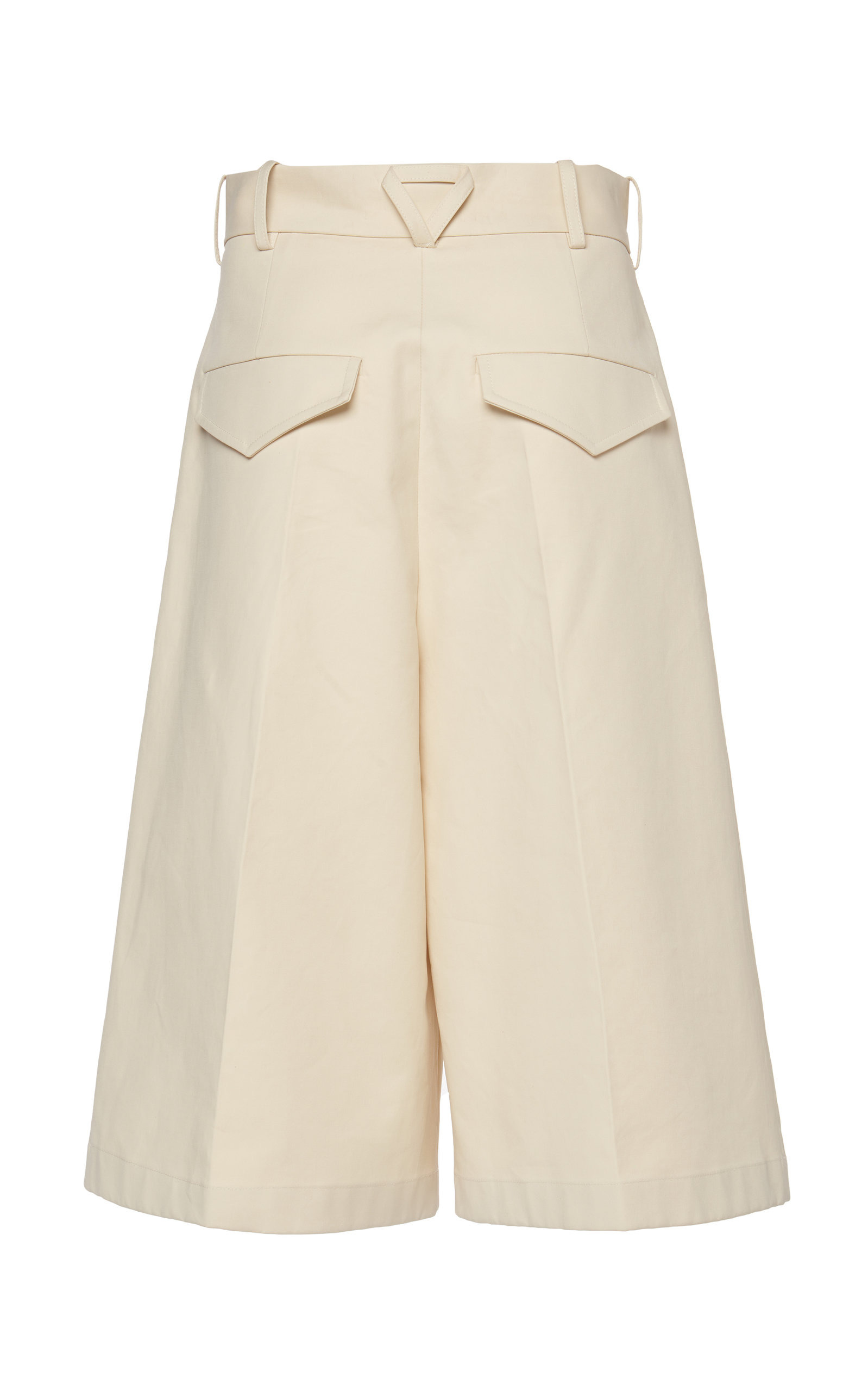 Pleated Cotton Shorts white - 3