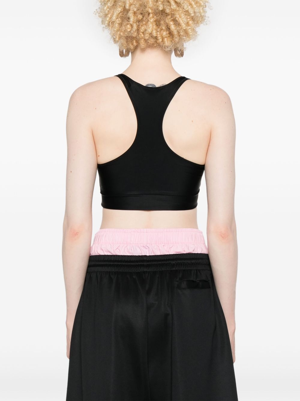 logo-embroidered crop top - 4