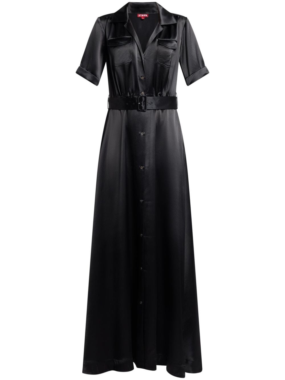 Millie satin-finish maxi shirtdress - 1