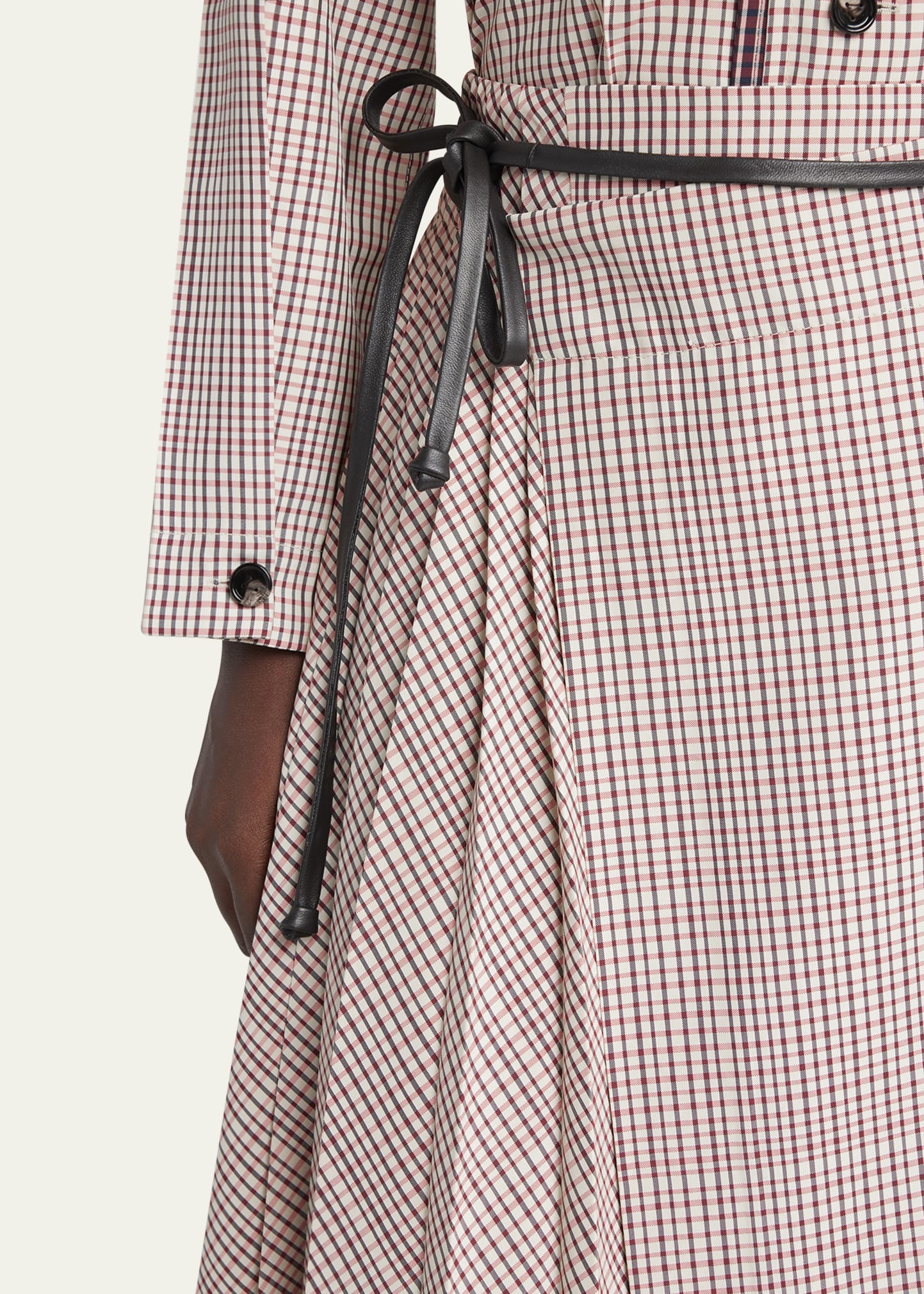 Check Pleated Midi Wrap Skirt - 4