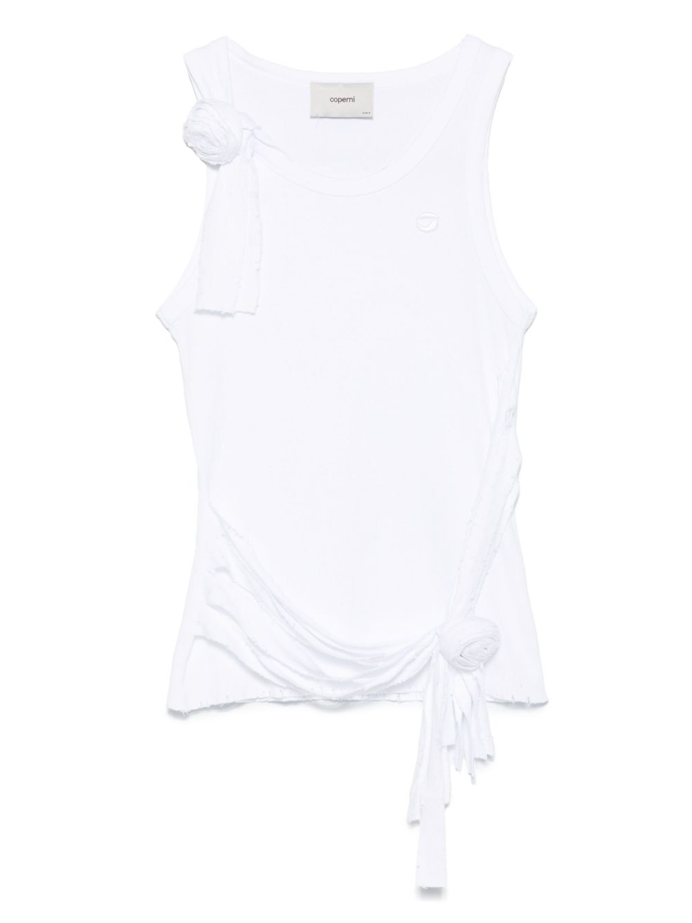 rose-appliqué distressed-effect tank top - 1