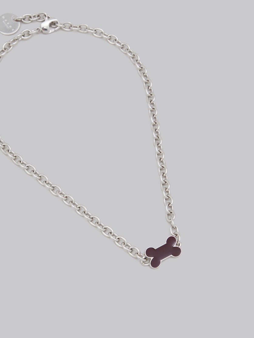CHAIN NECKLACE WITH PURPLE ENAMELLED BONE - 2