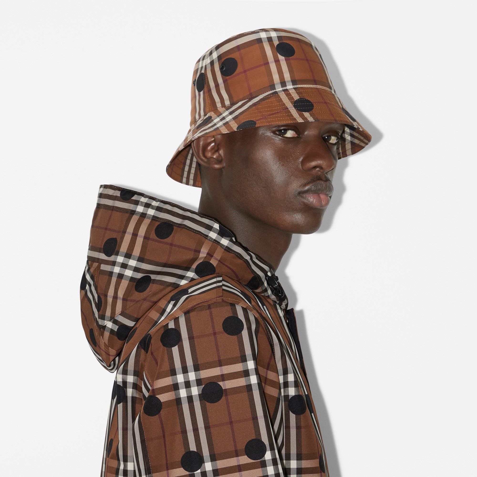 Polka Dot Check Cotton Bucket Hat - 4
