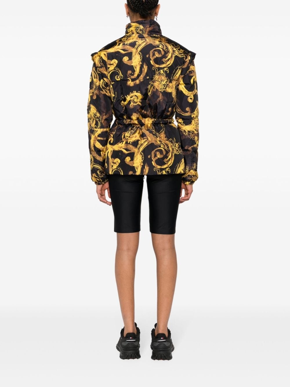 Barocco-print down jacket - 4