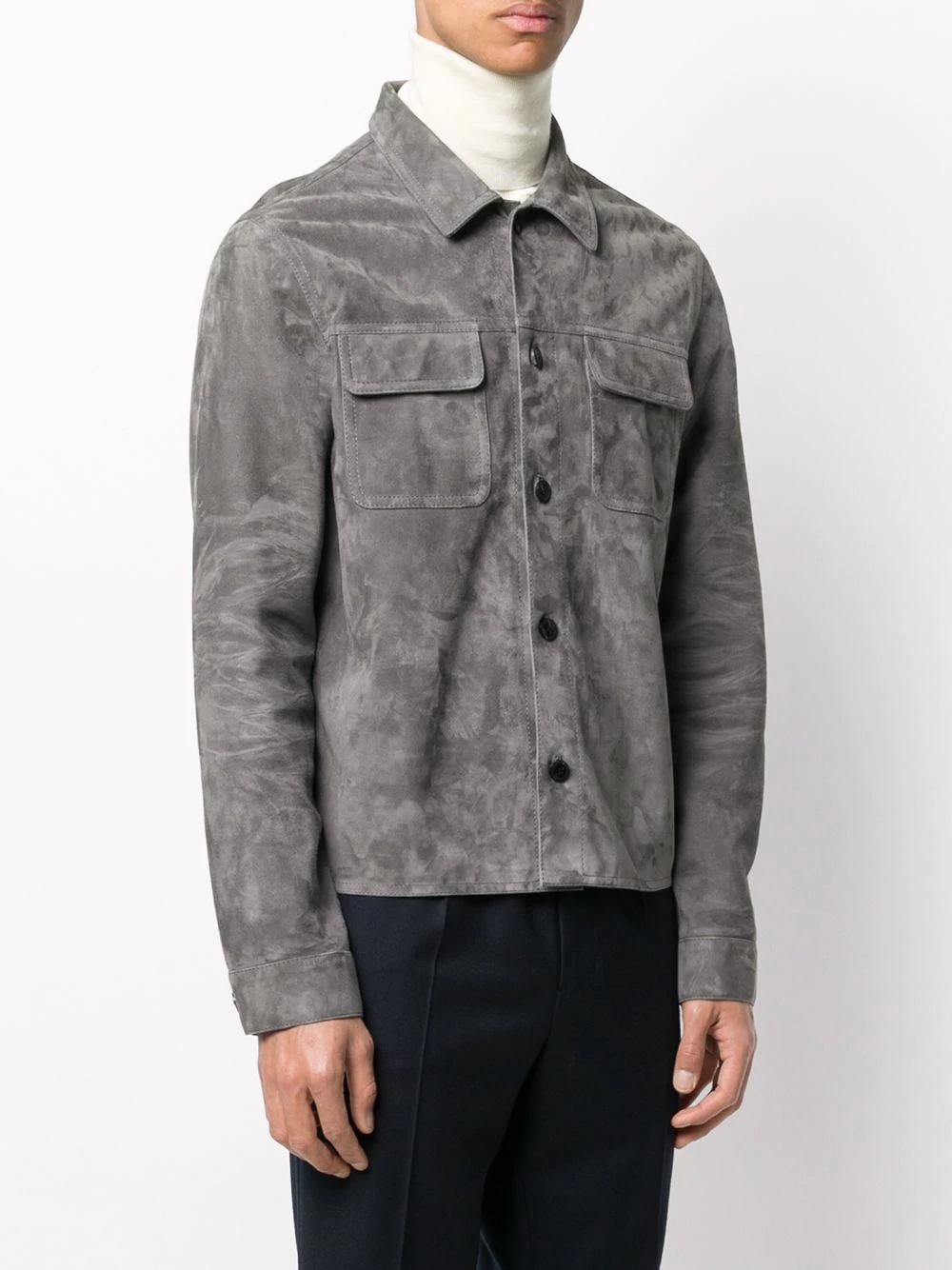 suede button overshirt - 3